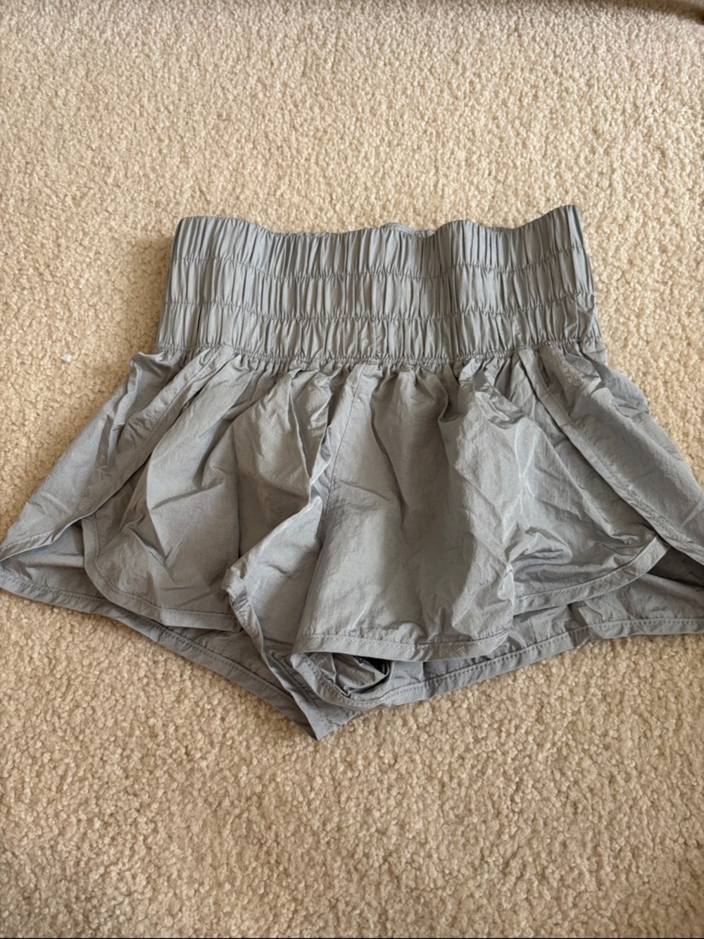 FP Movement by Free People Smocked High-Waist Gray Ruffle Skort